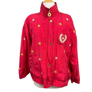 Vintage Mureli Track Suit Jacket Size M Red 100% Silk
